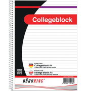 Collegeblock 543582, Lineatur 21 / liniert, A4, 70g, weiß/schwarz, 80 Blatt