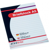 Briefblock 543504, ohne, Lineatur 21 / liniert, A5, 70g, wei&szlig;, 50 Blatt
