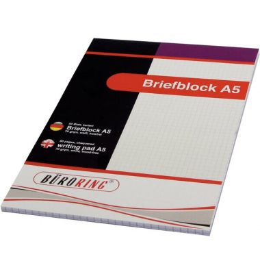 Büroring Briefblock A5/50 Blatt kariert, holzfrei, weiß