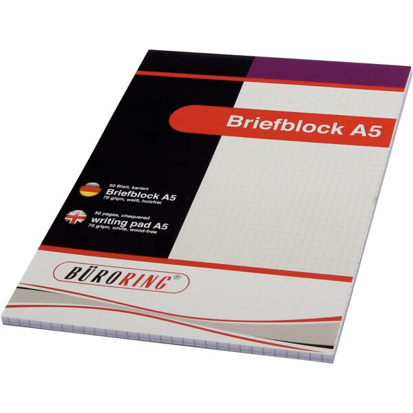 4016058056070 - Briefblock A5 50 Blatt kariert holzfrei weiß 4016058056070 Büroring