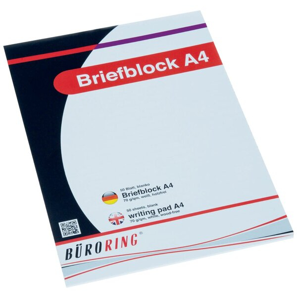 4016058056117 - Briefblock A4 50 Blatt blanko holzfrei weiß 4016058056117 Büroring