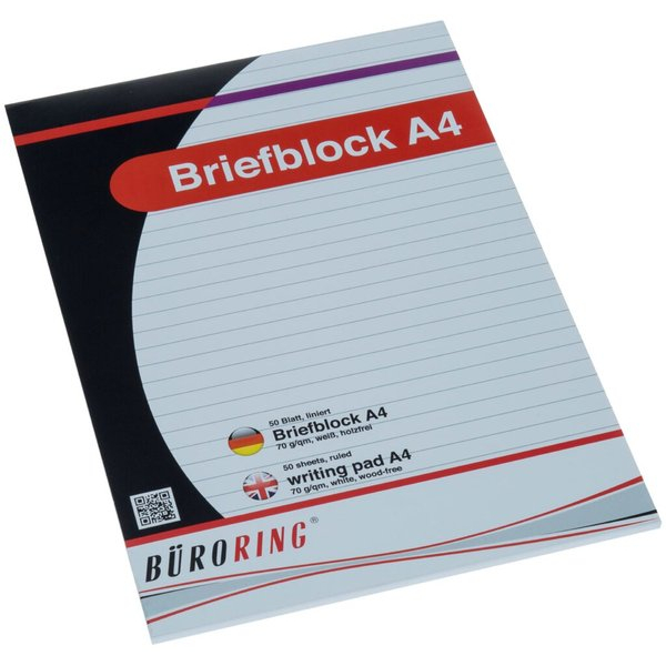 4016058056131 - Briefblock A4 50 Blatt liniert holzfrei weiß 4016058056131 Büroring
