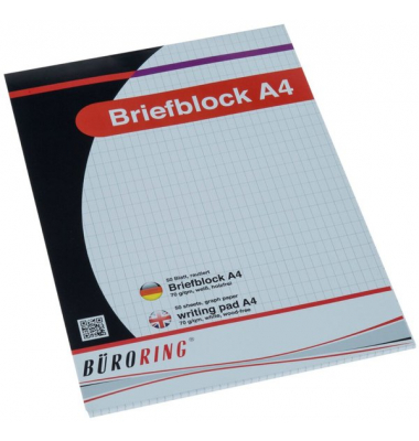 BüroRing Briefblock, A4/50 Blatt, rautiert, holzfrei, weiß, 70 g/qm