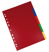 Register, A4, PP-Folie, 5-teilig, 5 Farben, 120 my