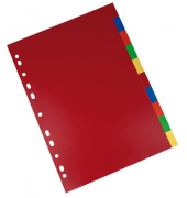 Kunststoffregister BRG620195, 10-teilig blanko, A4, 120&micro;m, farbige Taben, 10-teilig