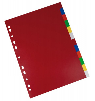 Register, A4, PP-Folie, 12-teilig, 2x6 Farben, 120 my