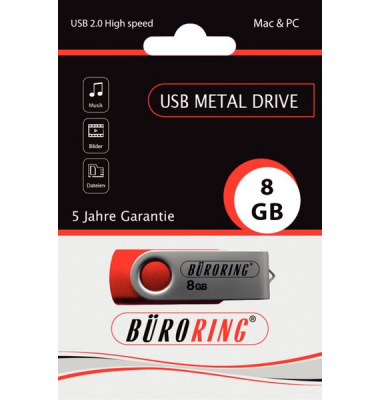 USB-Stick BRG821000, rot, USB 2.0, 8 GB