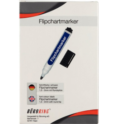 Flipchartmarker 223015, Stift, schwarz, 1,5-3mm Rundspitze