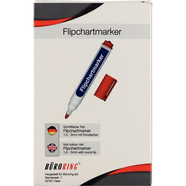 4016058223076 - Flipchart Marker rot Rundspitze 15-3mm 4016058223076 Büroring