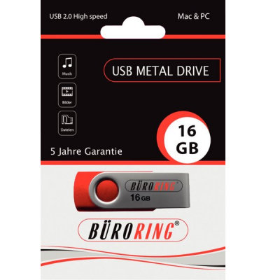 Speicherstick, USB 2.0 mit drehbarer Metall-Abdeckung