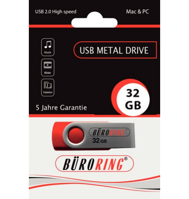 Speicherstick, USB 2.0 mit drehbarer Metall-Abdeckung
