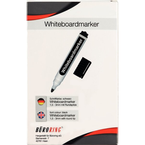 4016058242701 - Whiteboard Marker schwarz Rundspitze 15-3mm 4016058242701 Bü