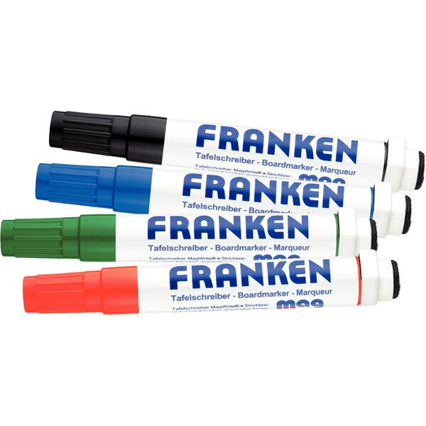 Franken Boardmarker-Set MagWrite, Z1703, Etui, 4-farbig sortiert, 1-3mm Rundspitze 4016946189835 Franken 4 Stück