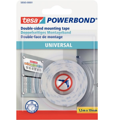 Powerbond Universal 1,5 m x 19 mm f&uuml;r leichte und flache Gegenst&auml;nde.