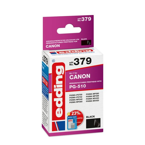 Edding Druckerpatrone EDD-379 18379 (kompatibel mit Canon), schwarz, ca. 330 Seiten 4043023574161 Edding
