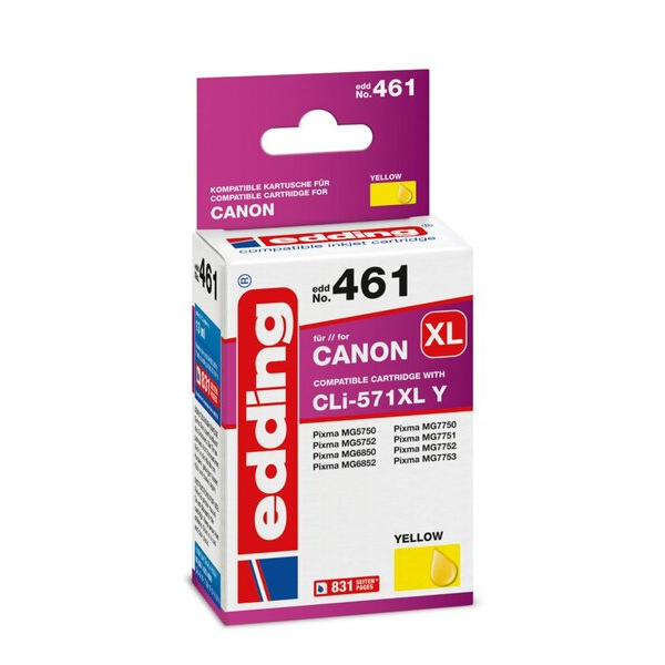 4043023999957 - Tinte 461 Canon 571XL gelb Ersetzt Canon CLI-571XL No571XL 4043023999957 Edding