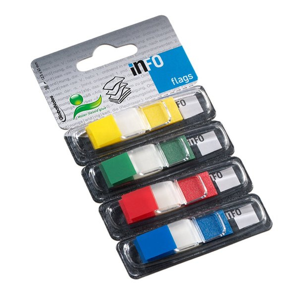 4044355772782 - Haftnotizen INFO FLAGS Z-Faltung beschreibbar selbstklebend ablösbar lösungsmittelfrei 144 Blatt mit Spender B 43 x H 125 mm farbsortiert