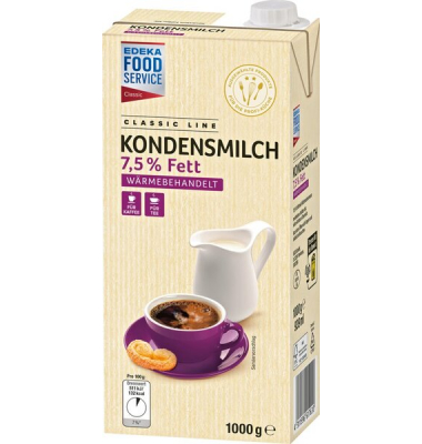 Kondensmilch, 7,5 % Fett, 1000 g teilentrahmt, wärmebehandelt