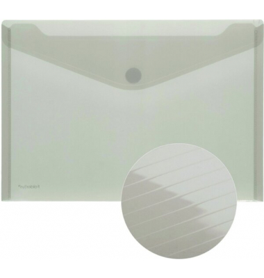 Dokumententasche 40101-23, A4 quer, transparent rauch, Kunststoff, Klettverschluss