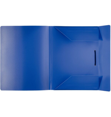 Eckspannmappe 10015-40, A4 blau Kunststoff 420g, mit 3 Einschlagklappen