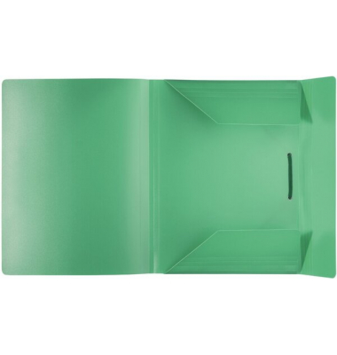 Eckspannmappe 10015-50, A4 gr&uuml;n Kunststoff 420g, mit 3 Einschlagklappen