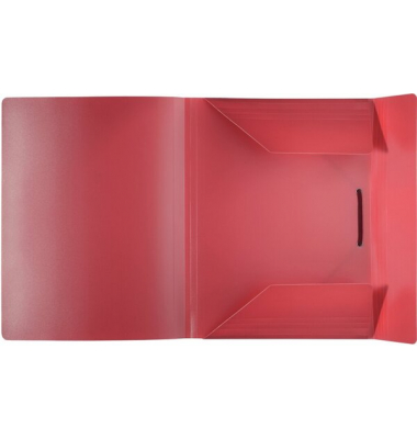 Eckspannmappe 10015-80, A4 rot Kunststoff 420g, mit 3 Einschlagklappen