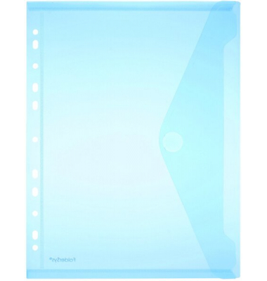 Dokumententasche 40106-44, A4 hoch, transparent blau, Kunststoff, Klettverschluss