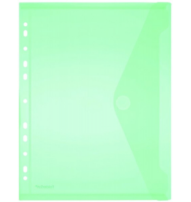 Dokumententasche 40106-54, A4 hoch, transparent gr&uuml;n, Kunststoff, Klettverschluss