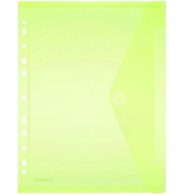 Dokumententasche 40106-64, A4 hoch, transparent gelb, Kunststoff, Klettverschluss