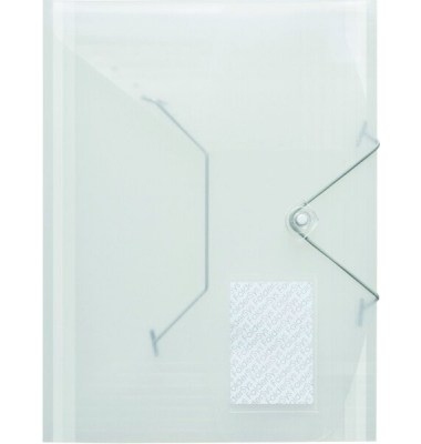Eckspannmappe Jumbo 10028-04, A4 farblos-transparent Kunststoff 80g, f&uuml;r ca. 500 Blatt, mit 3 Einschlagklappen