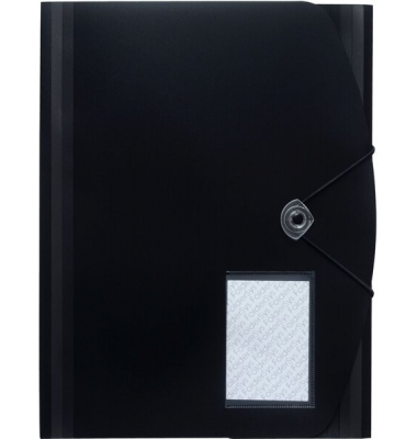 Eckspannmappe Jumbo 10028-30, A4 schwarz Kunststoff 80g, mit 3 Einschlagklappen
