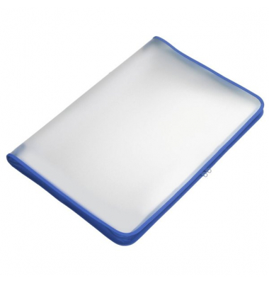 Transparent-Portfolio, A3, blau, Folie matt, mit Textil-Reißverschluss