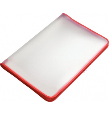 Transparent-Portfolio, A3, rot, Folie matt, mit Textil-Reißverschluss