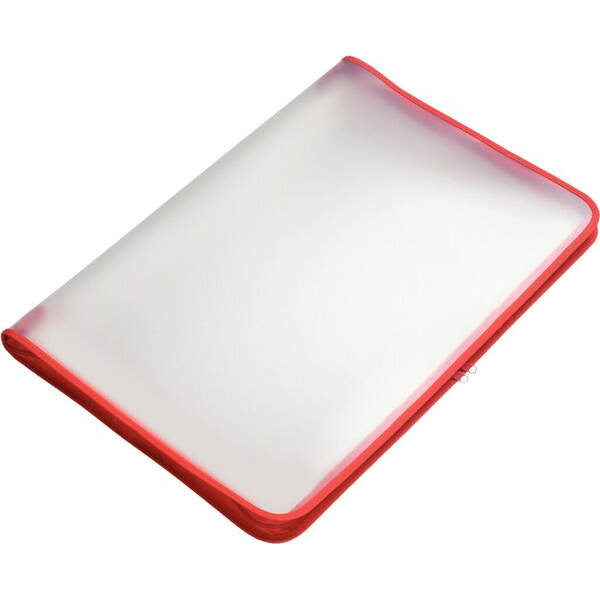 4250037427400 - Transparent-Portfolio A3 rot Folie matt mit Textil-Reißverschluss 4250037427400 FolderSys