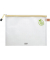 PVC-freier Reißverschluß-Beutel A4 transparent/beige, weißer Reiß-