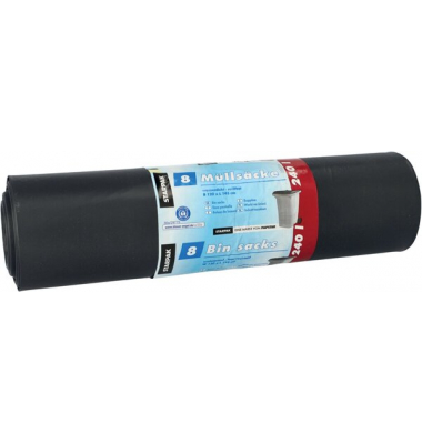Müllsäcke, LDPE, 240l, 145 x 120 cm, schwarz, Blauer Engel