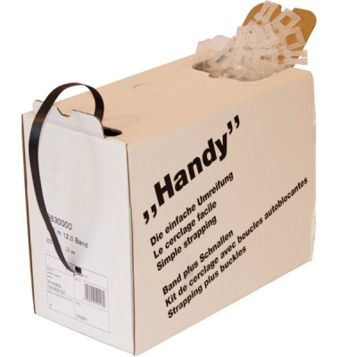 Umreifungsset "Handy", 600m, belastbar 130 kg,inkl. 200 PP-Verschlussklammern