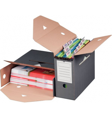 Archivbox 226161310, A4, grau/wei&szlig;, innen 33x12x26,5cm (TxBxH), Pappe