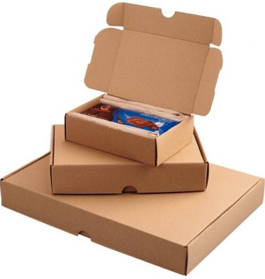 Maxibriefkarton 211107925 braun, porto-optimiert, bis DIN A4+, innen 330x242x45mm, Wellpappe