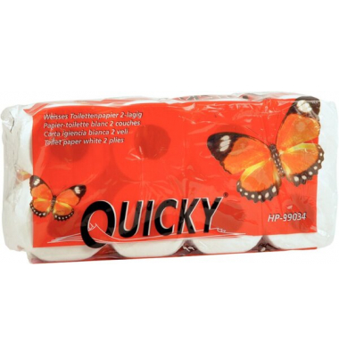 Toilettenpapier Quicky HP-99034, 2-lagig, hochwei&szlig;, 250 Blatt / Rolle,