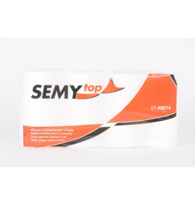 Toilettenpapier SemyTop ST-88014, 3-lagig, wei&szlig;, 250 Blatt / Rolle,