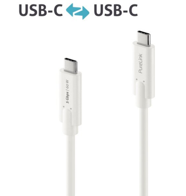USB-C-Kabel auf USB-C, 3.1, Gen 1, weiß, 1,00 m, iSerie, vergoldete