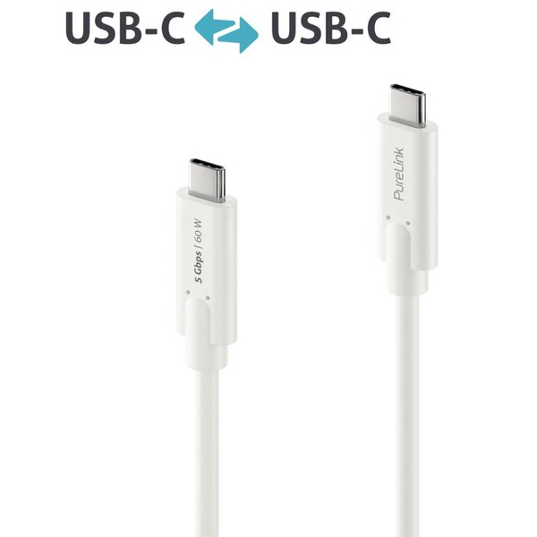 4251364709658 - 0 USB-C auf USB-C Kabel - 31 Gen 1 3A 5V 60W 5G DP Alt Mode - iSerie - weiß - 100m