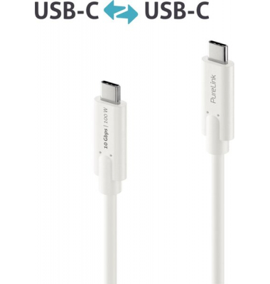 USB-C-Kabel auf USB-C, 3.1, Gen 2, weiß, 0,50 m, iSerie, vergoldete