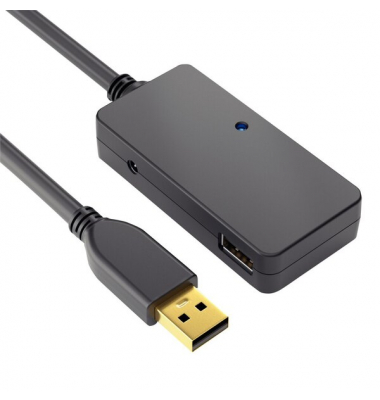 USB-2.0-Kabel, Aktiv, Verlängerung, mit Hub, schwarz, 6 m, 480Mbps und