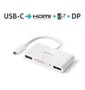 Adapter USB-C auf Multiport, weiß, DVI mit FullHD, DP mit 4K60Hz, 0,10 m,