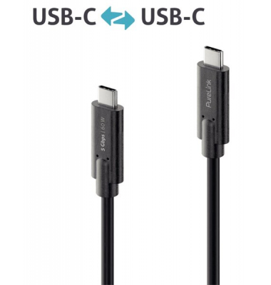 USB-C-Kabel auf USB-C, 3.1, Gen 1, schwarz, 0,50 m, iSerie, vergoldete