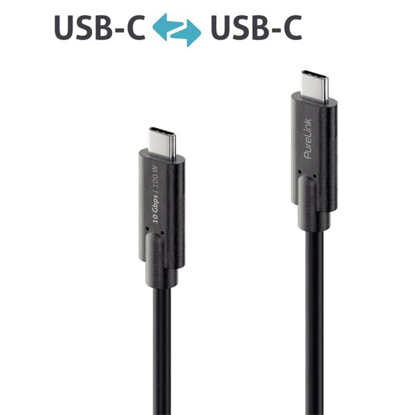 4251364721841 - USB-C-Kabel auf USB-C 31 Gen 2 schwarz 050 m iSerie vergoldete 4251364721841 PureLink