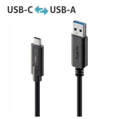 USB-C-Kabel auf USB-A, 3.1, Gen 1, schwarz, 0,50 m, iSerie,