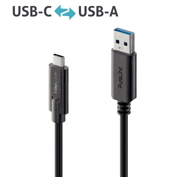 4251364721940 - PURE IS2601-020 - USB 5 Gb s Kabel iSerie A Stecker auf C Stecker schwarz 20